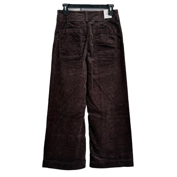 Anthropologie Colette Corduroy Crop Pants Scallop Pocket Wide Leg Size 28 Mink - Picture 5 of 11
